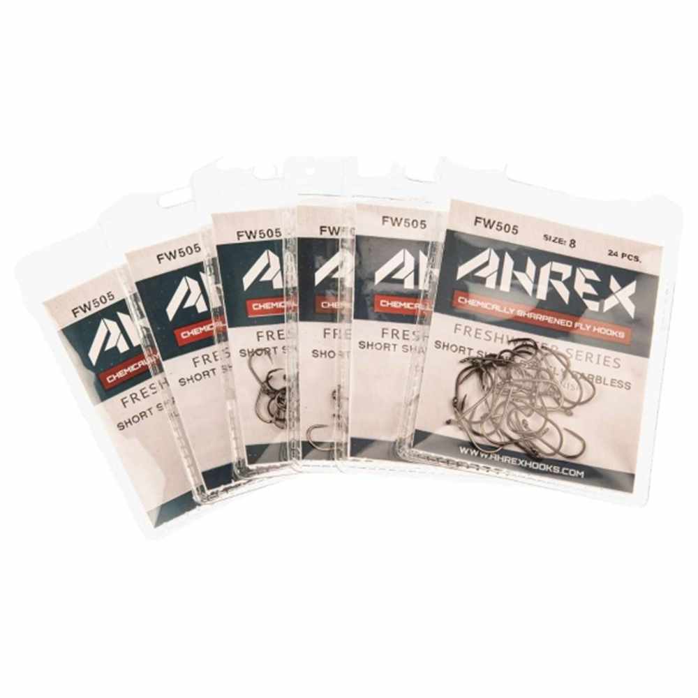 Ahrex FW525 Super Dry Barbless Hooks - Fly Tying Emerger - 24 Pack, Black Nickel